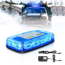 Rechargeable Strobe Light Blue Wireless Battery, 17 Flashing Mode, High Low Brightness, 48pcs Led, Beacon Roof Top Hazard Flash Warning Lights for Vehicles Trucks Snow Plow Postal Mail UTV, 1PC Pack