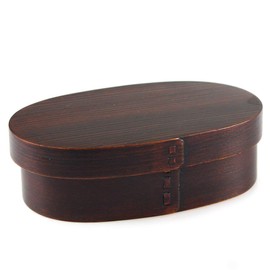 Fujishiro Kogei (藤代工芸) 001-837 Bentwappa Bento Box with Urushi Coating, Finished in Japan, Oval, Medium