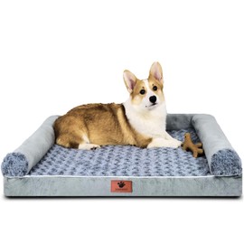 yannayeri Large Dog Bed Large Sized Orthopedic Indestructible Washable Waterproof Chew Proof Big Memory Foam Dog Bed for Pet 19 * 29 Inch