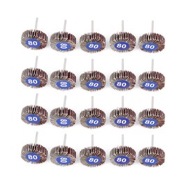 Yuhtech Flap Wheel, 20 Pcs Sanding Wheel 32 x 10 x 3.2mm, Carbide Abrasive, 80 Grit, Compatible with Rotary Tools, Metal, Wood, Stone