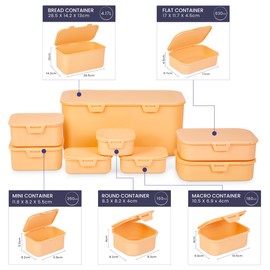 Bravich Storage Containers With Lids - Set Of 8. Multi Function Plastic Container Boxes For Fridge Freezer, Kitchen, House Essentials & Organisation. Reusable Storage Boxes - Pack Of 8, Orange.
