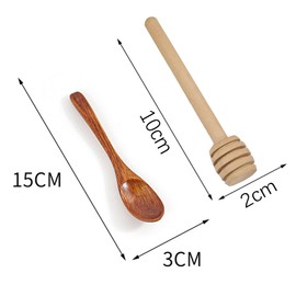Jimkply 3 Pieces Wooden Honey Stirrer, Honey Stirrer, Honey Stick Stirrers, Honey Spoon and Honey Stick with Spiral, for Honey, Syrup, Jam, Odourless