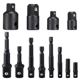 Cordless Screwdriver Socket Adapter Socket Spanner and Nut Set 8-Piece 1/4 3/8 1/2 Inch and 4-Piece Socket Adapter 1/2 to 3/8, 3/8 to 1/2, 3/8 to 1/4, 1/4 to 3/8 Inch