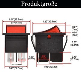 MejaRizon Pack of 2 Glow Switch, Ship Type 4-Pin 2-Stage Self-Locking Switch with Red Light, 250V 20A/125V AC, 230V, Suitable for Installation in Homes, Cars and Electrical Devices, Red