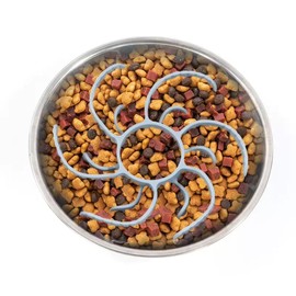 Generic Revolutionary Slow Feeder Insert [Octopus Suction Cups], Non-Toxic, Easy Clean, Anti-Gulp. for Large & Medium Size Dog Compatible with Regular and Elevated Bowls, Grey