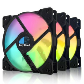 Unbranded 3Pack 120mm ARGB Fans Up to 1600 RPM Computer Case Color 4PIN PWM Gaming PC Fans