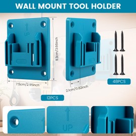 MLYNZXJSY 12Pcs Wall Mount Tool Holder Plastic Space Saving Drilling Power Tools Holder with 48 Screws Machine Wall Storage for Workshop Garage