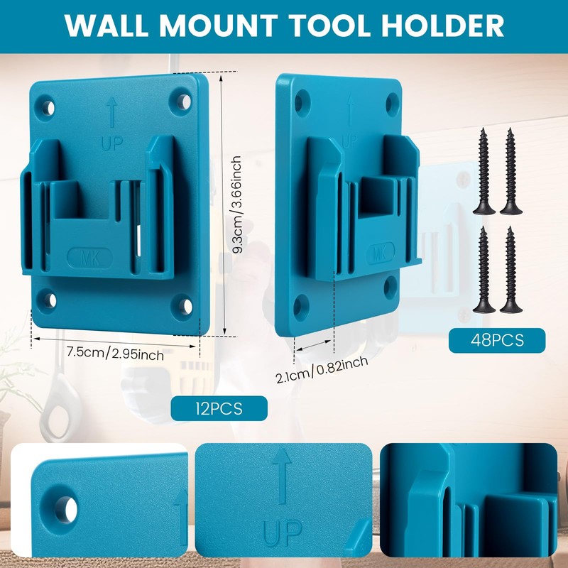 MLYNZXJSY 12Pcs Wall Mount Tool Holder Plastic Space Saving Drilling
