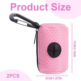 EIHI Pack of 2 fabric waste bag dispenser for dogs, dog waste bag dispenser, poop bag for dogs, dog waste collector, dog waste bag holder, black + pink, multicoloured