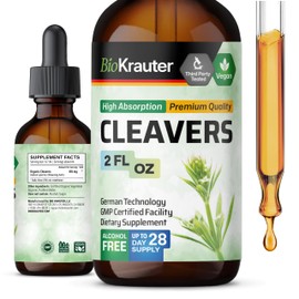 Cleavers Leaf Tincture - Organic Cleavers Herb Liquid Extract - Natural Body Detox - Alcohol and Sugar Free - Vegan Drops 2 Fl.Oz.