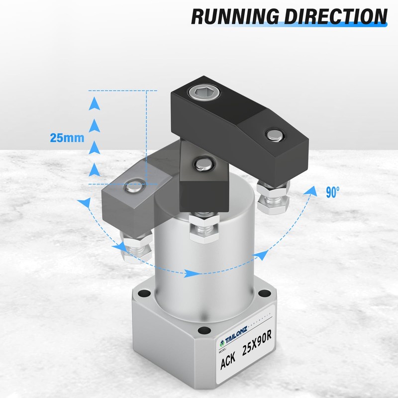 TAILONZ PNEUMATIC Right-Turn Cylinder Pneumatic Rotation Angle of 90 Degrees,