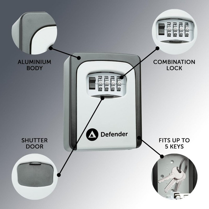 Defender Combination Dial Key Safe - Wall Mount Key Lock