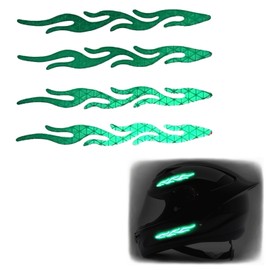 customTAYLOR33 High-Intensity Grade Premium Reflective Tribal Flame Helmet Decals, Motorcycle Safety Sticker Decals (Green)