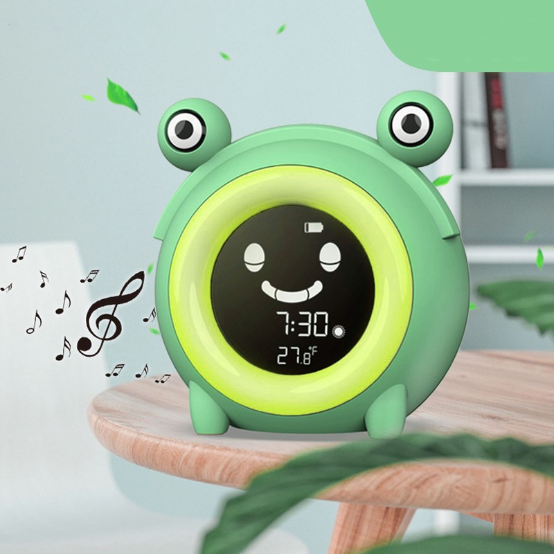 Kids Alarm Clock Cartoon Animal Shaped Gentle Music Night Light