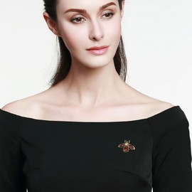 Just Follow Rhinestone Bee Brooch Pin for Women Men Fashion Crystal Vintage Alloy Honey Insect Animal Brooches Lapel Pins Dainty Dress Accessories Jewelry for Hat Bag Suit Tie Wedding Birthday (Brown)