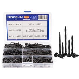 NINDEJIN Drywall Screws with Coarse Thread M3.5 Screws Kit Set + Cross Head Batch 282 Pieces