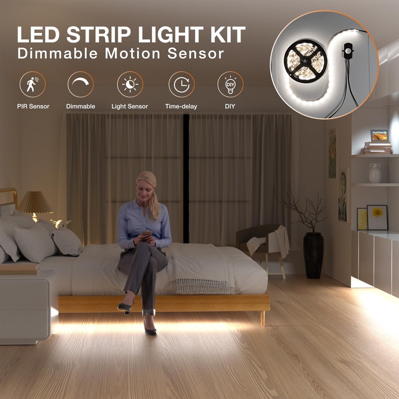 Sensky 19.7ft Motion Activated LED Strip Light Kit Dimmable for
