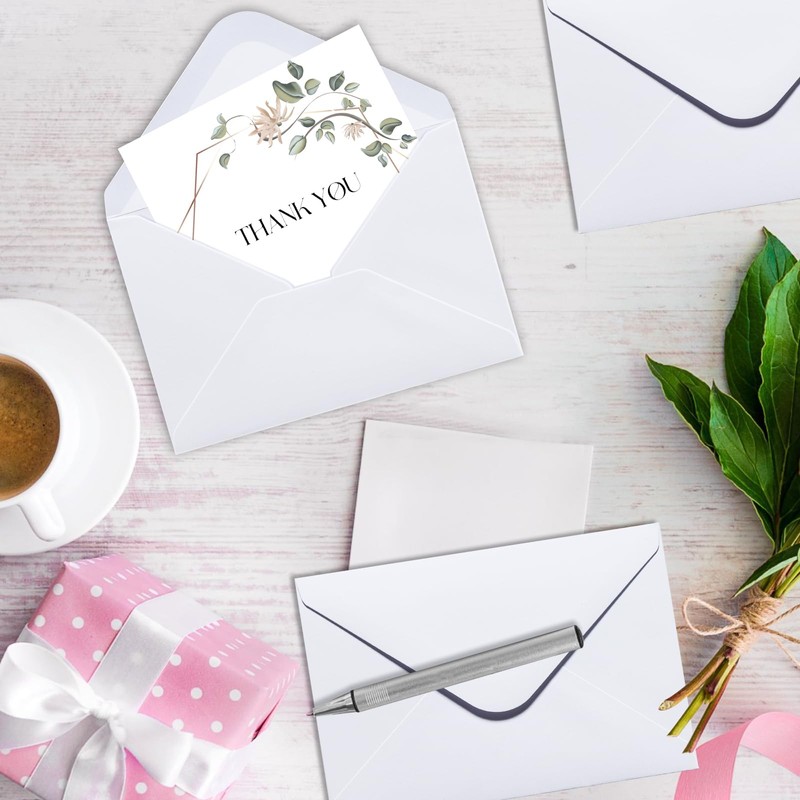 Packpal 100PACK 4x6 Envelopes White for Baby Shower, Graduation, Weddings,