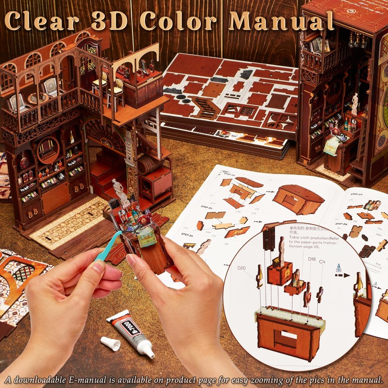 MiniCity DIY Book Nook Kit for Adults, 3D Wooden Puzzle