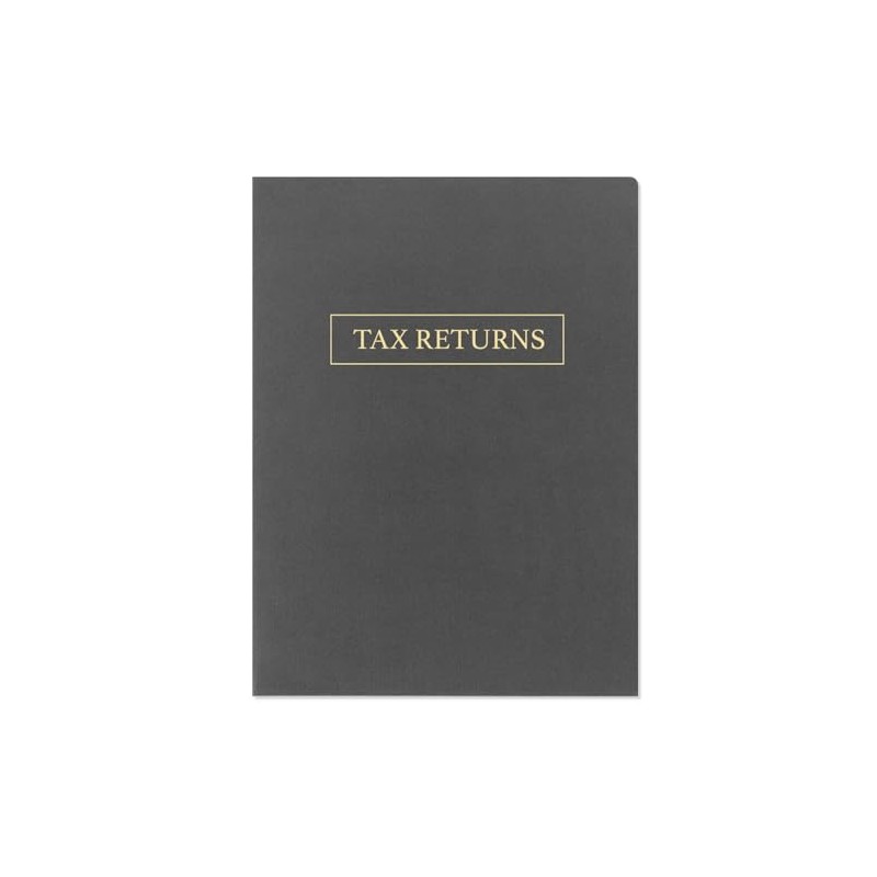 50 Pack, Tax Return Folders with Pockets, Grey Linen, Gold