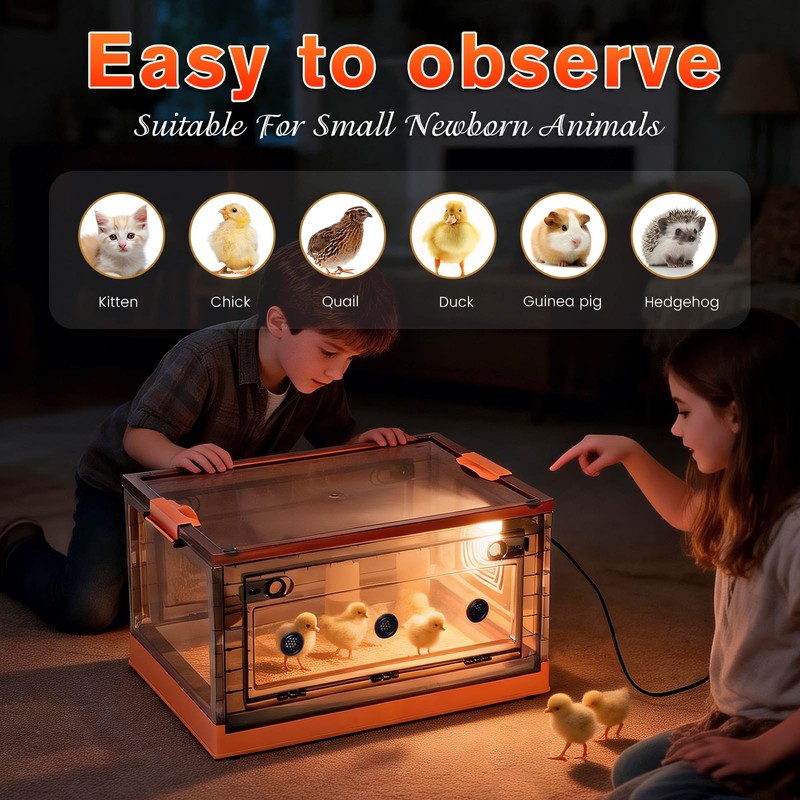 88L Chicken Brooder Box for Chicks, 32-107.6℉Adjustable Temperature Chicks Warmer