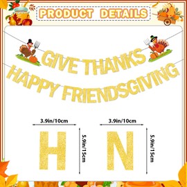 Give Thanks Banner Happy Friendsgiving Banner Friendsgiving Party Decorations Friendsgiving Decorations Thanksgiving Party Decorations Thanksgiving Decorations Glitter Gold