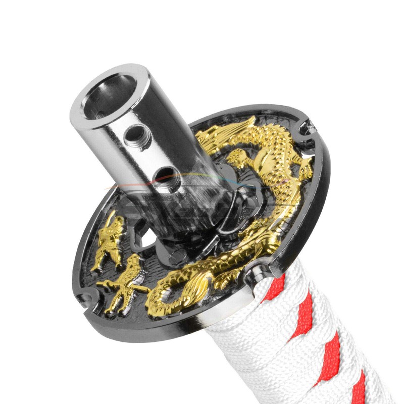 Samurai Sword White Red Shift Knob Shifter Alloy Katana Adapters