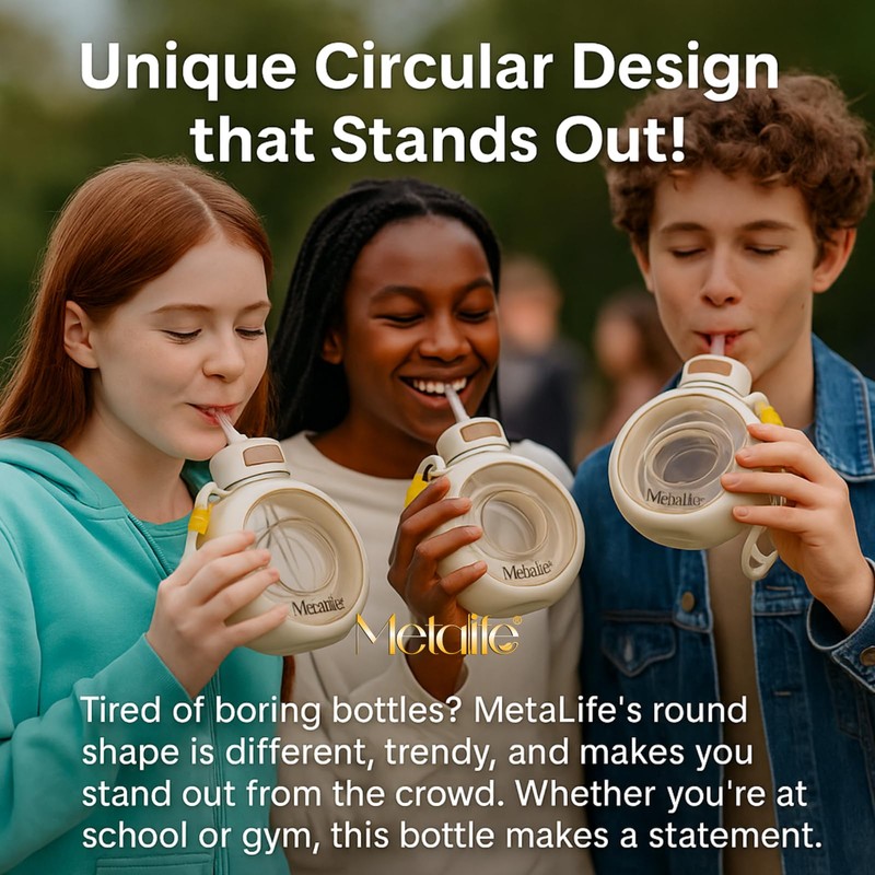 METALIFE Circular Sports Water Bottle – Green, 700ml, Leakproof with