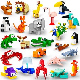 24 Pack Valentines Party Favors Building Set for Kids, 717PCS Animals Blocks Toy for Valentines Day Goodie Bag Stuffers Classroom Reawrds, Easter Birthday Gifts fo Kids Boys Girls Students Age 6-12