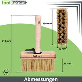 ToolSpace Surface Brush 140 mm, Wallpaper Brush, Ceiling Brush, Wallpapering Brush, Wide Tassel, Natural Hair, Wooden Handle, Wallpapering Brush, Foundation Brush, Patio Brush Brush, Bristle Brush