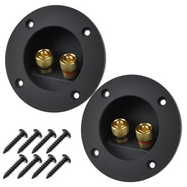 ZDRU 2 PCS 3 Inch Speaker Terminal Cups, 2-Way Round Spring Loaded Binding Posts for Speaker Enclosures, Home & Car Stereo Subwoofer Systems