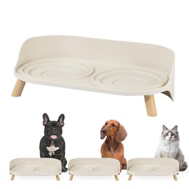 Raised Dog Feeder Bowl Stand - Elevated Dining Table for Small and Medium Dogs and Cats - Fits Food and Water Dish up to 6" Diameter - Milky White (Bowls Not Included)