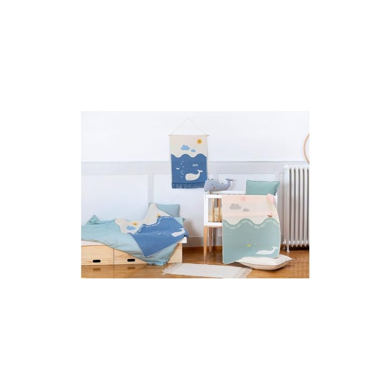 David Fussenegger Baby and Children's Blanket Juwel Whale Medium Blue