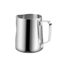 CACAKEE Milk Frothing Pitcher Stainless Steel Espresso Steaming Pitchers, 5 OZ/150ML Coffee Milk Frother Jug Cup for Espresso Machines Cappuccino Latte Art, Silver