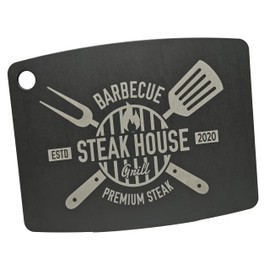 JADE Gourmet Kitchen 20.3 x 15 x 0.6 cm Kiss The Cook Laminated Wood Fibre Chopping Board with Hanging Hole, Suitable for All Foods, Dishwasher Safe