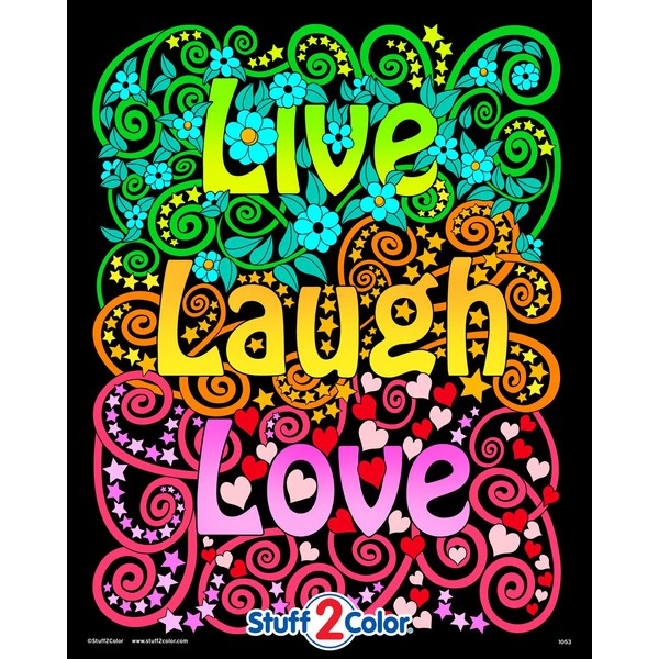 Live Laugh Love - Fuzzy Velvet Coloring Poster for Kids, Toddlers, and Adults - Great for Indoor Activities