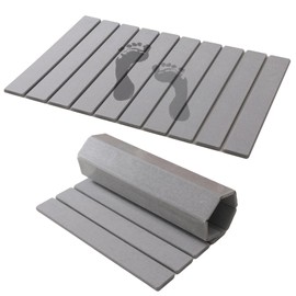 SGQQ Diatomaceous Foldable Stone Bath Mat - Rollyable, Bathroom and Kitchen Stone Mat Quick Drying,Non Slip and Absorbent. (23.2'*15.3') Grey