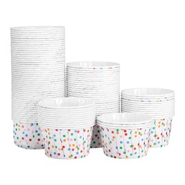 DOITOOL 100pcs Ice Cream Sundae Cups Paper Yogurt Dessert Bowls Polka Dot Ice Cream Treat Cups for Home Party Supplies (Colorful)
