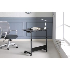 SCAUA Adjustable Rolling Overbed Bedside, Laptop Table, Hospital Bedside Table, 180° Tiltable 31.5" Home Computer Laptop Desk, Writing & Eating Home, Office & Hospital Use (Black)