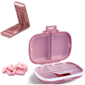 Lovgrin Pastilleros para Medicamentos, Pastillero Semanal y Cortador Pastillas, Organizador de Pastillas con 8 compartimentos, Cortador Pastillas Con Diseño de Soporte en V, Pill Organizer y Cortador