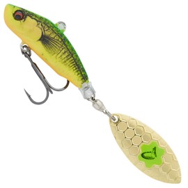 Savage Gear Jig Spinner for Artificial Bait Fishing for Predatory Fish 3D Sticklebait Tailspin 8 cm 18 g, Colour: Firetiger