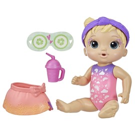 Baby Alive - Muñeca Bebé SPA Multicolor - Juguete de 25 cm con temática de SPA - A Partir de 3 años - Incluye Antifaz para muñeca y biberón - Cabello Rubio
