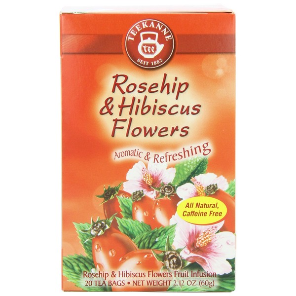 Teekanne Tea, Rose Hip & Hibiscus Flowers, 20 - Teabags, 2.12 Ounce, (Pack of 5)