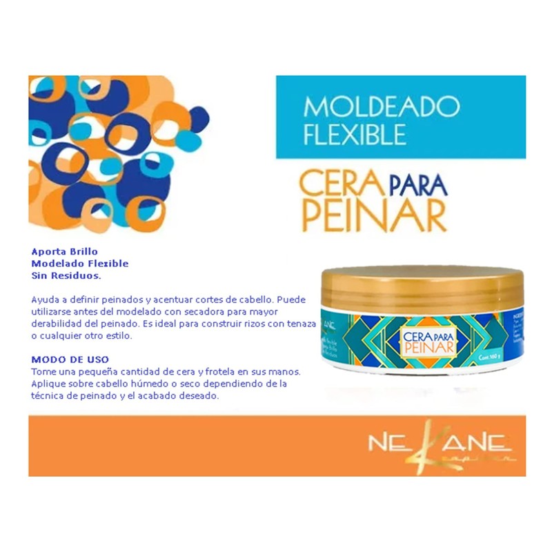 Nekane Cera para peinar profesional 160gr, aporta brillo y no
