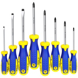 S&R Screwdriver Set 8-Piece with Power Handles - SL-PH-PZ, Professional Quality for Workshop and Assembly