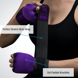 Hayabusa Quick Gel Boxing Hand Wrap Gloves - Purple/Black, X-Large