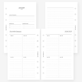 2025 Franklin Covey Compact Weekly Planner Insert (4.25" x 6.75") 6 ringed agendas (Weekly Vertical Border Lined)