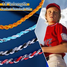 JEANUE 4 Pieces Baseball Necklaces for Boys,Three Braided Rope Tornado Sports Titanium Necklaces,Baseball Accessories Drip (4 Pack A)