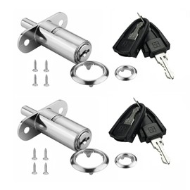 Push Plunger Lock XIEHE 105 Sliding Cabinet Door Lock with 2 Keys (2PACK-D0.7*L1.2inch)