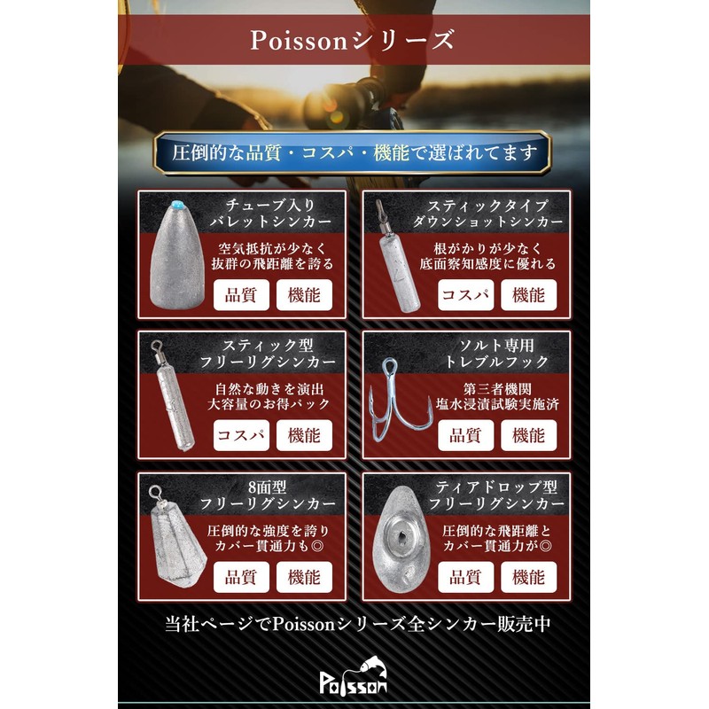 Poisson Tube Bullet Sinker Fishing Weights Worms Texas Rig (10g